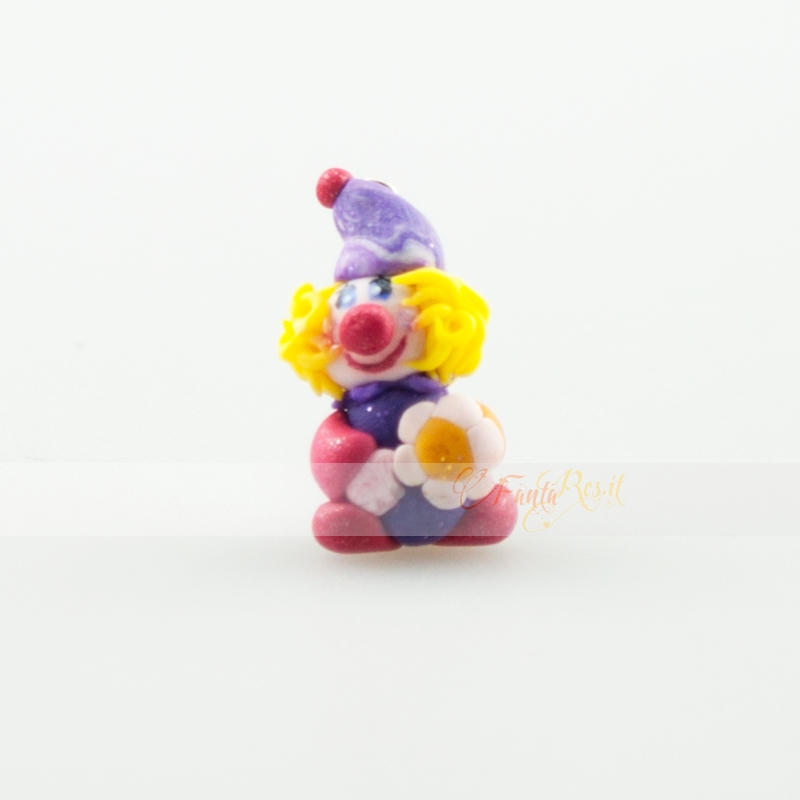 pagliaccio clown multicolore in fimo