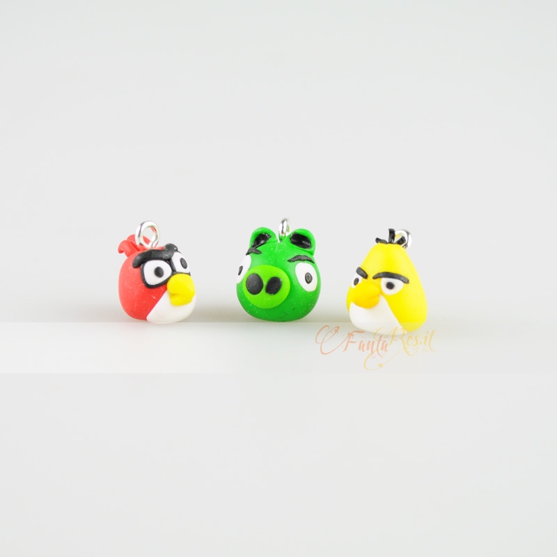 3 ciondoli angry birds per bracciali o cellulari